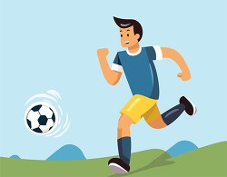 cartoon illustration of a man running to kick a soccer ball