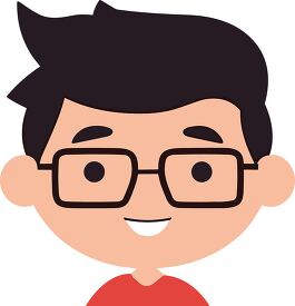 cartoon illustration of a smiling boy with glasses