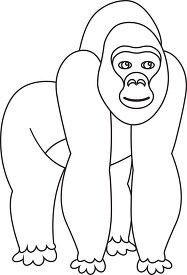 cartoon image of a gorilla standing on hind legs black outline c