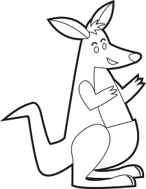 cartoon kangaroo that is standing up and waving black outline cl