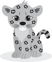 cartoon leopard cub sitting gray color clip art
