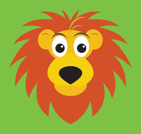 cartoon lion green square background icon