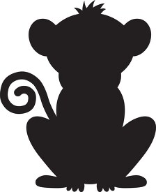 cartoon monkey curly tail sillouette clipart