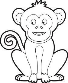 cartoon monkey with a smile on its face black outline