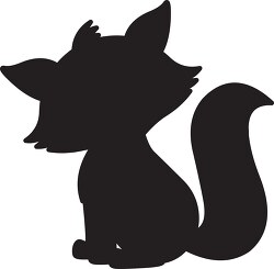 cartoon of a cute fox silhouette 2