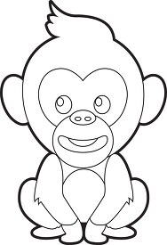 cartoon of a cute little orangutan black outline clip art