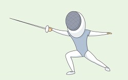cartoon of a fencer in a fencing stance with a sword