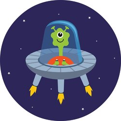 cartoon of a green alien in a spaceship clip art