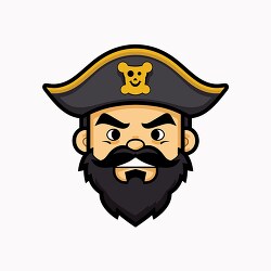 cartoon of a pirate captain with black beard