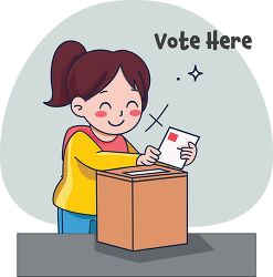 Cartoon of a smiling girl casting her ballot into a box