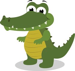 cartoon of a smiling green and yellow crocodile clip art