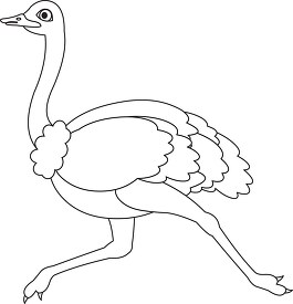 cartoon ostrich with a pink neck and black feathers is running o
