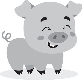 cartoon pig with a smile on its face gray color clip art