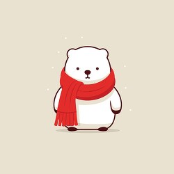 Cartoon polar bear sporting a stylish red neck scarf