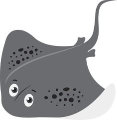 cartoon stingray with blue eyes and a long tail gray color clip 