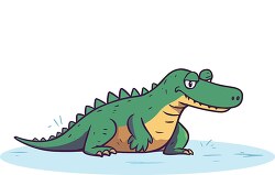 cartoon style alligator crawling upright in water