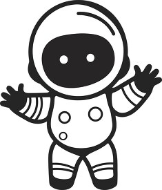 cartoon style astronaut in space suit black outline printable cl