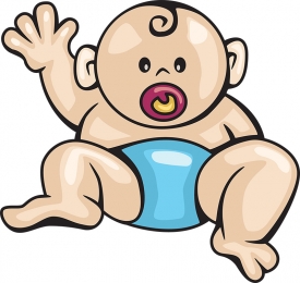 cartoon style baby with pacifer in mouth