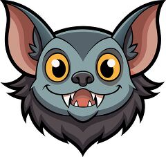 cartoon style bat with large ears sharp teeth