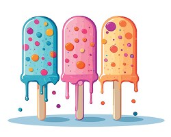 cartoon style colorful ice cream popsicles