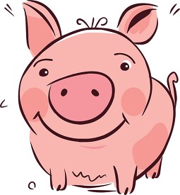 cartoon style drawing of a pink pig clip art