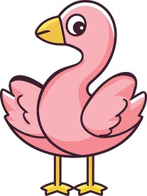 cartoon style flamingo bird with yellow feet cute for kids clip 