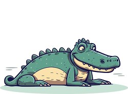 cartoon style funny green alligator laying down