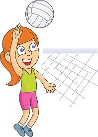 cartoon style girl playing volleyball 214