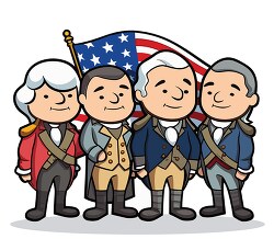 cartoon style history of the united states with founding fathers