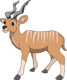 cartoon style kudu savannas africa antelope clip art