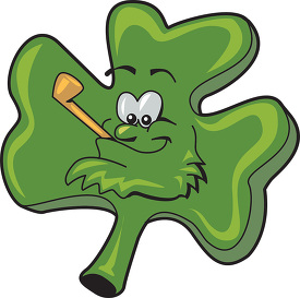 cartoon style shamrock with a pipe clipart