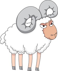 cartoon style sheep with big curly horns