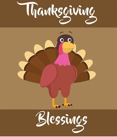 cartoon style turkey thanksgiving blessings clipart