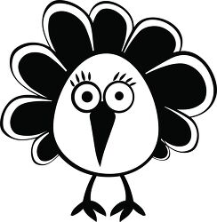cartoon style turkey with big eyes black outline