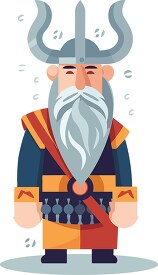 cartoon style viking with gray beard clip art