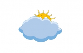 cartoon sun face in cloud animated clipart