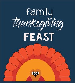 cartoon turkey thanksgiving family feast