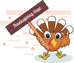 cartoon turkey with sing thanksgiving hope clipart