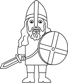 cartoon viking with sword outline