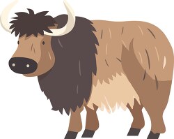 cartoon yak with long horns standing in front of a white backgro