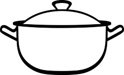 Casserole Pot with lid black outline clip art