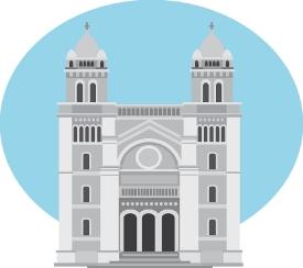 cathedral of st vincent de paul tunisia vector gray color clipar