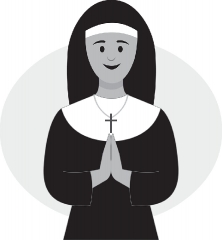 catholic nun holding hands in prayer gray color clipart