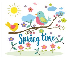 celebrate spring time colorful bird pirched on a tree branch sur