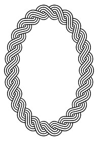celtic knoted circle with a black and white background