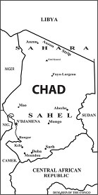 Chad-country map black white