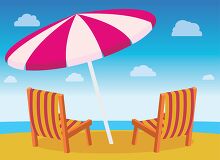 chairs umbrella on the beach summer clipart