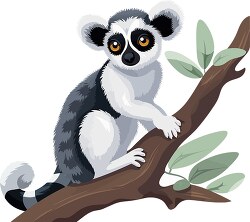 charming lemur harmoniously nestled in a tree clip art
