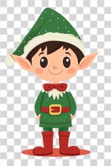 Cheerful Christmas Elf Character in Festive Attire