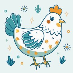 cheerful rooster features decorative details